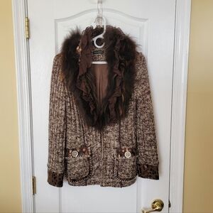Gaby & Eden Tweed Jacket with Faux Fur